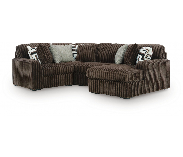 Midnight-Madness 4-Piece Sectional With RAF Corner Chaise And Armless Chair Chocolate, 87"