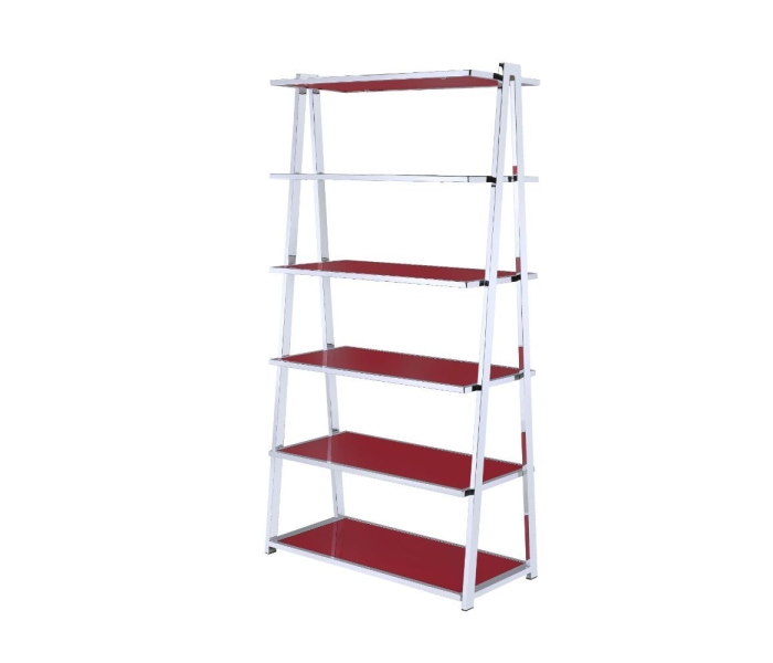 Coleen - Bookshelf - Red High Gloss & Chrome