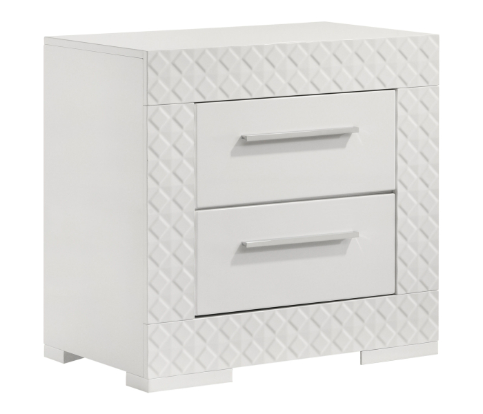 Ives - 2-Drawer Nightstand Bedside Table - White High Gloss