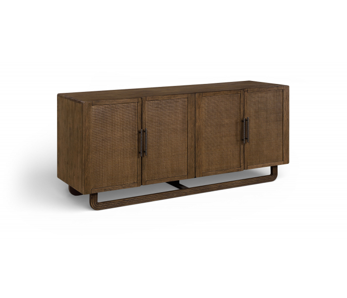 Sova - Solid Wood, Oak Veneer And Stainless Steel Sideboard/Buffet - Brown - Dark Brown