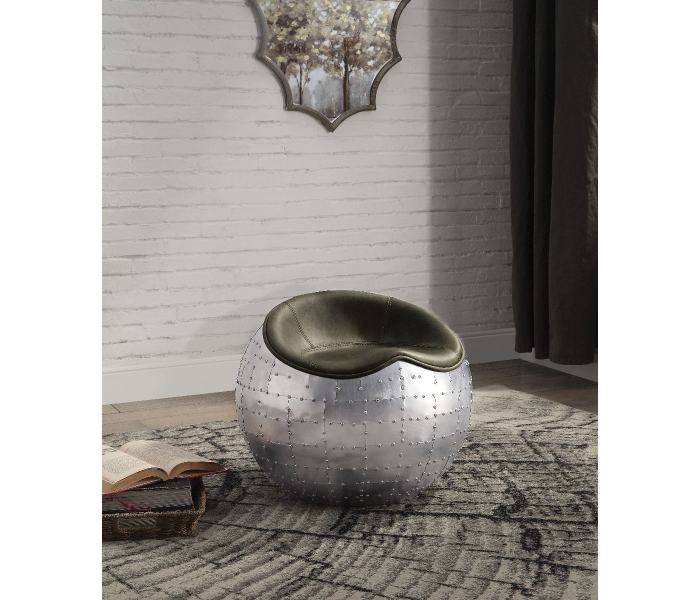 Brancaster - Ottoman - Antique Emerald Top Grain Leather & Aluminum