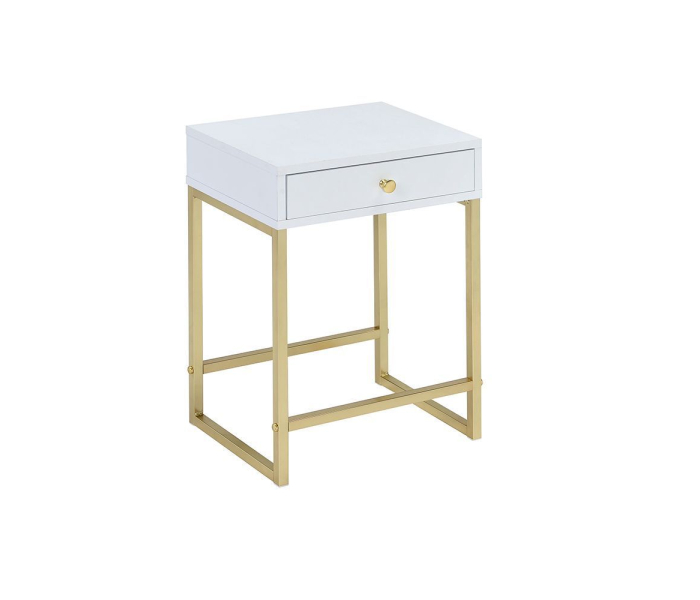 Coleen - Accent Table - White & Brass, 16"
