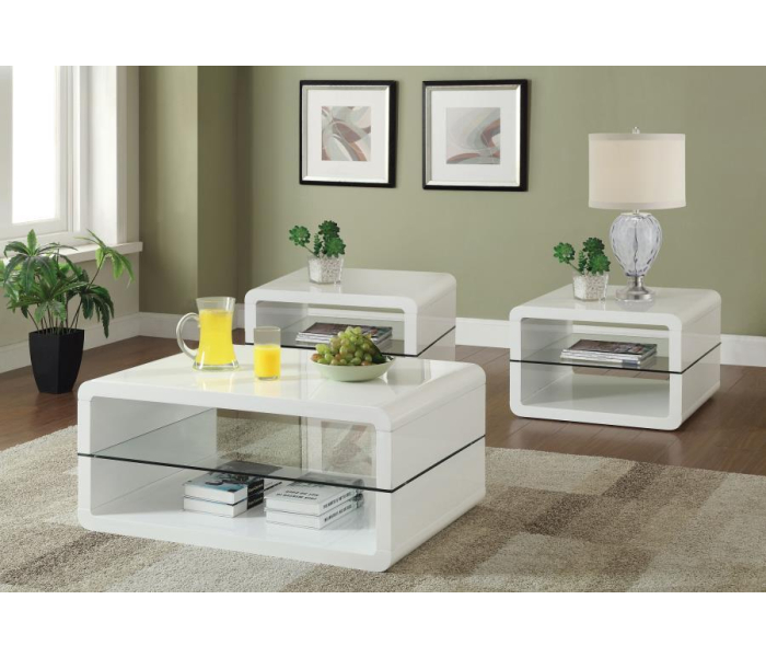 Elana - 3 Piece Coffee And End Table Set - White High Gloss