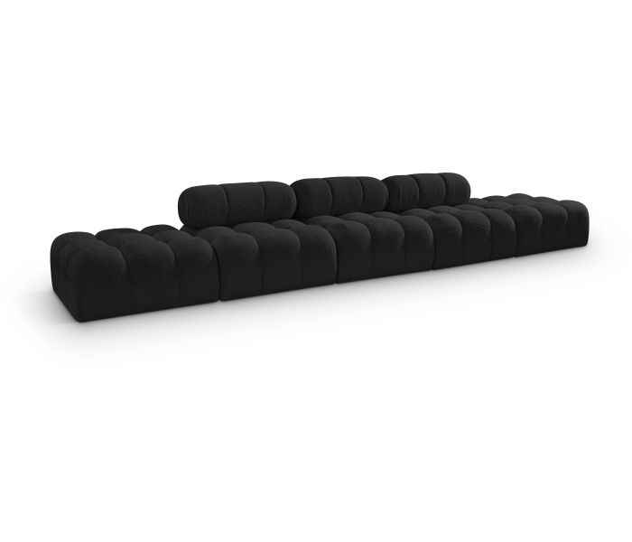 Ames - 5 Piece Boucle Fabric 170" Upholstered Modular Sofa - Black, 170"