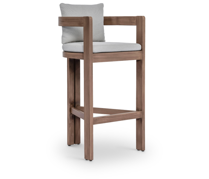 Newport - Water Resistant Fabric Upholstered Outdoor Patio Bar Stool - Gray