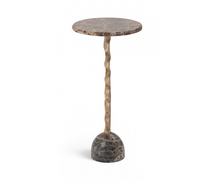 Helix - Genuine Marble Top And Aluminum Base End / Side Table, 12.25"