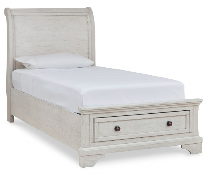 Robbinsdale - Twin Sleigh Storage Bed - Antique White