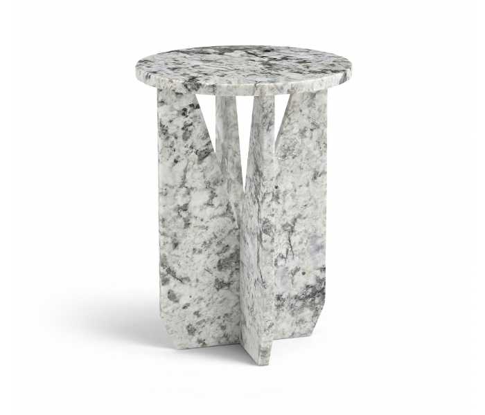 Alba - Genuine Marble End / Side Table - Alaska, 15"