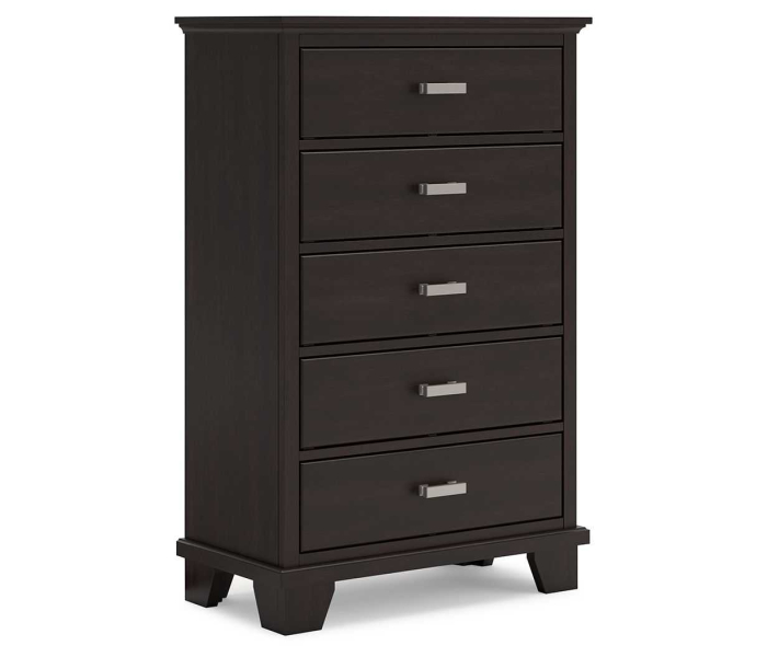 Covetown - Dark Brown - Five Drawer Chest, 47.5" Tall