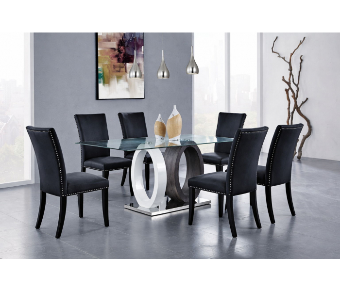 D1628 - 7 Piece Dining Room Set (Dining Table And 6 D03 Dining Chairs) - Black