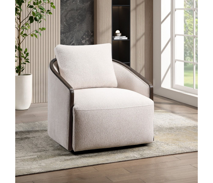 Lenora - Accent Chair With Swivel - Beige Chenille - Beige