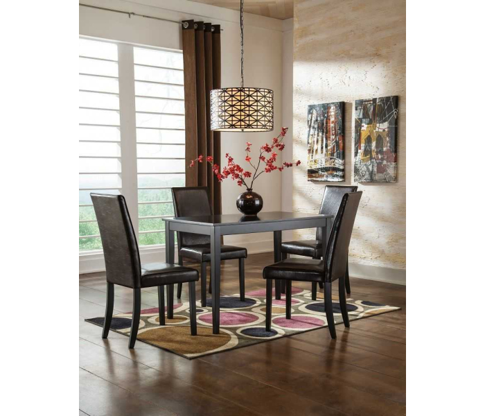 Kimonte - Dark Brown - 5 Pc. - Dining Room Table, 4 Upholstered Side Chairs