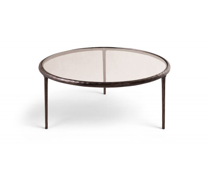 Evren - Glass Top And Aluminum Base Coffee Table - Clear / - Bronze, 35.75"