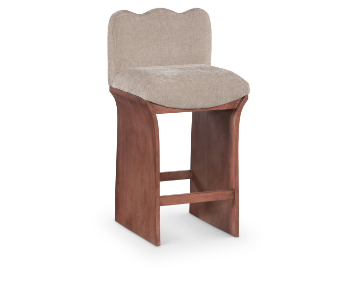 Shaw - Chenille Fabric Upholstered Counter Stool - Beige