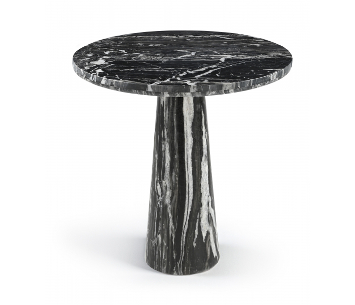 Fontelina - 30" Genuine Marble Bistro Dining Table - Black, 30"