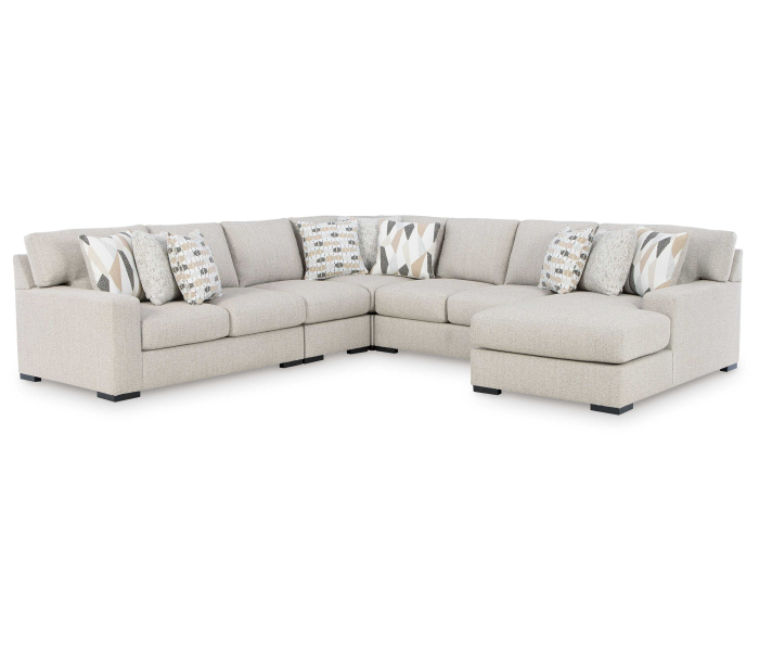 LaureLGrove 5-Piece Sectional With RAF Corner Chaise Pebble, 129"