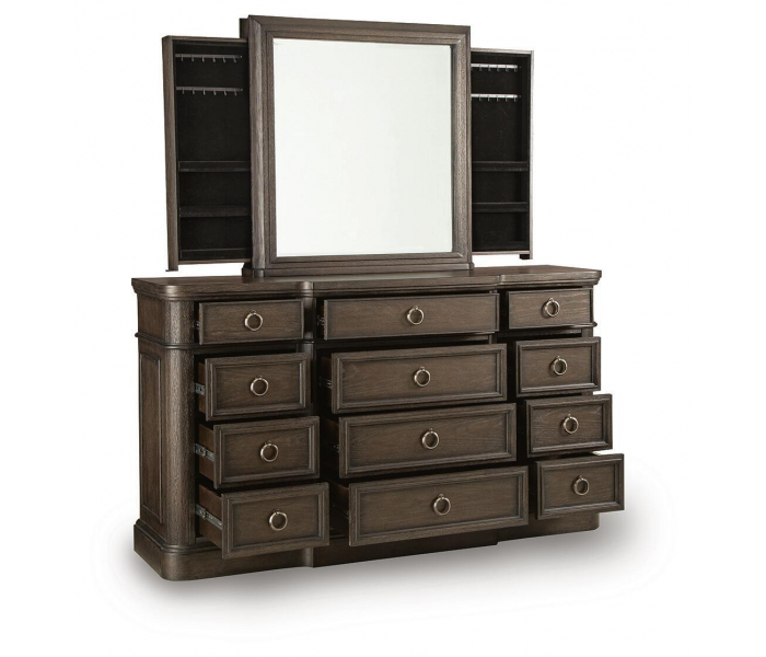 Wickenger Dresser And Mirror Dark Brown