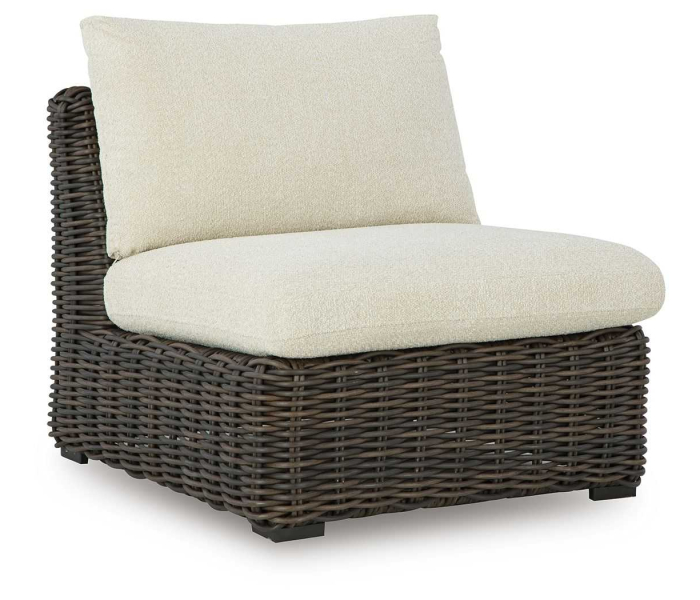Kimora Armless Chair With Cushion Beige / Dark Brown, 32.75"