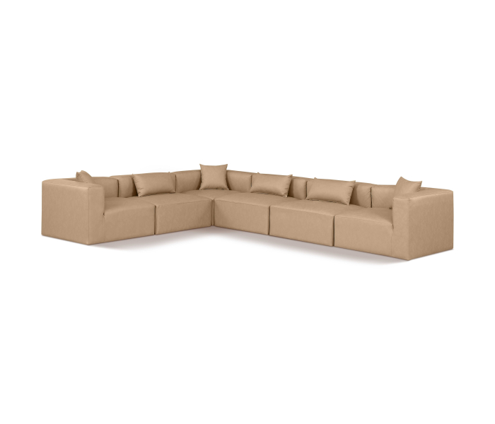Cube - 6 Piece Modular Corner Sectional - Tan, 144"