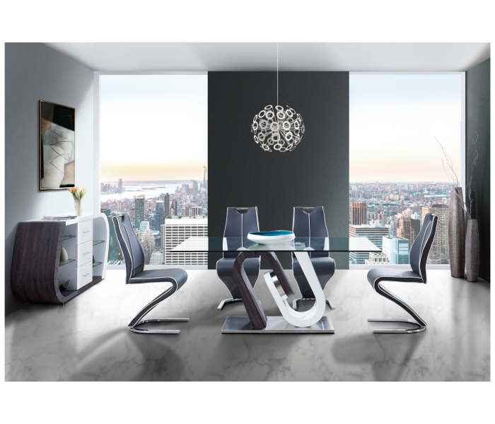 D4127N - 5 Piece Dining Room Set (Dining Table With 4 Dining Chairs) - Silver - Pearl Silver