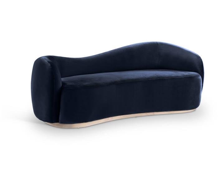 Gustavo - Velvet 92.5" Upholstered Sofa - Navy - Blue, 92.5"