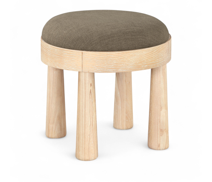 Larea - Linen Textured Fabric Upholstered Ottoman - Brown