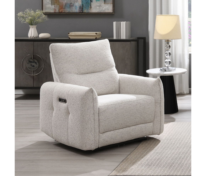 Lalisa - Power Motion Recliner With USB Port - Cream Chenille - White