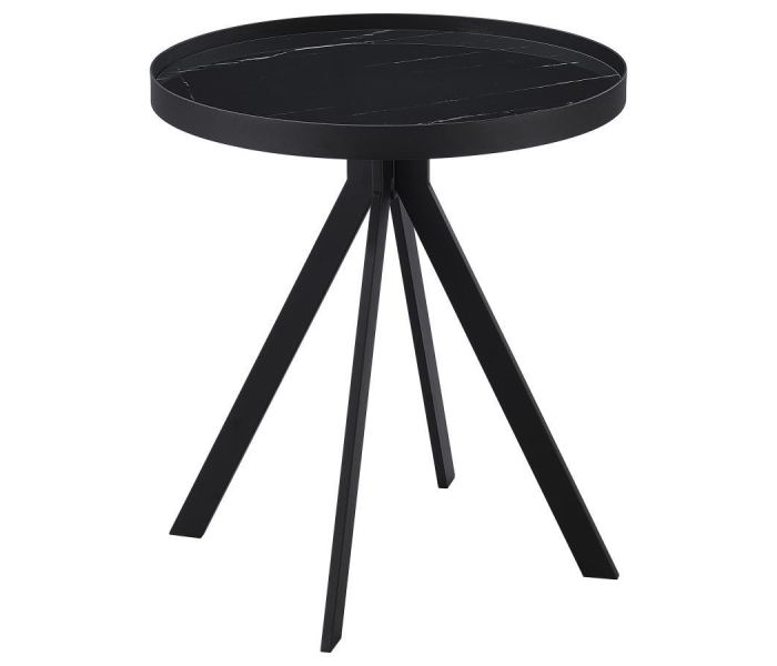 Briggs - Round Marble Printed Glass Top End Table, 21.5"