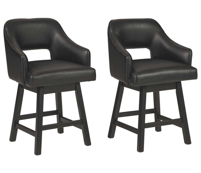 Tallenger - Black / Dark Brown - UPH Swivel Barstool (Set of 2)