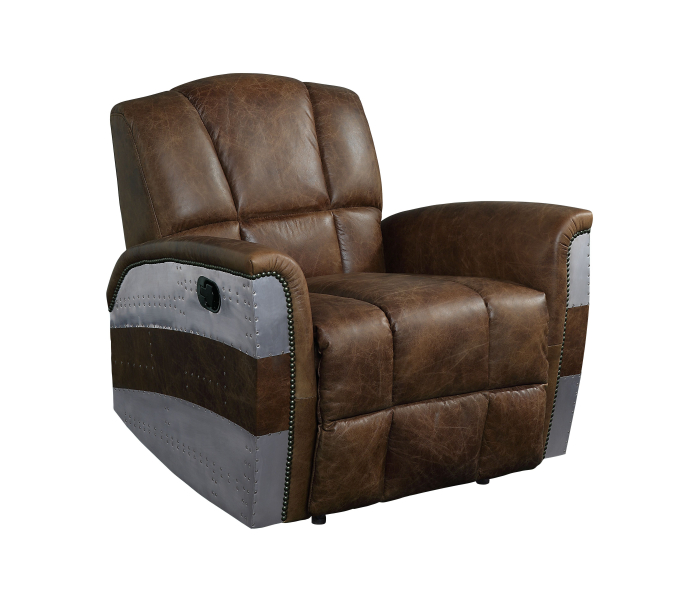 Brancaster - Recliner - Retro Brown Top Grain Leather & Aluminum