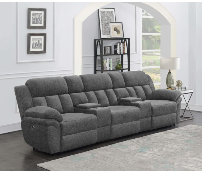 Bahrain - 5 Piece Power Home Theater Seating - Charcoal, 126.25"