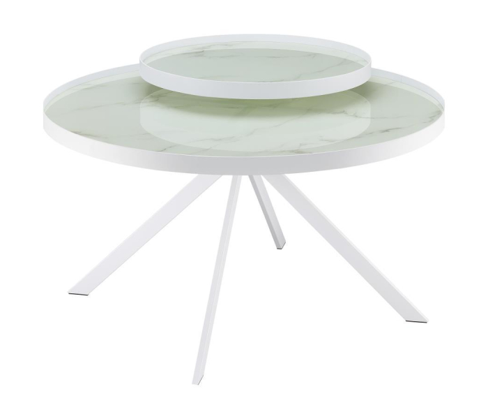 Briggs - Round Marble Printed Glass Top Coffee Table, 35.75"