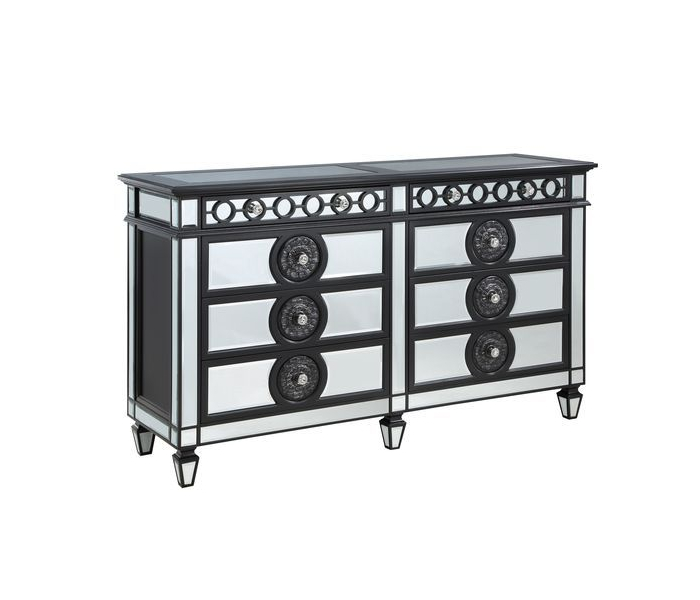 Varian II - Dresser - Black Velvet & Black & Sliver Finish, 68" Wide
