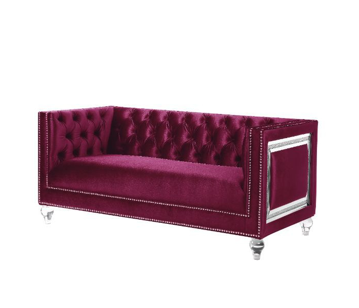 Heibero - Loveseat - Burgundy Velvet - 31"