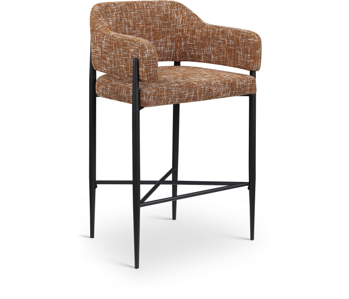Dame - Fabric Upholstered Counter Stool (Set of 2) - Cognac - Light Brown