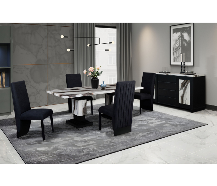 D12 - Dining Table And Four Dining Chairs - Black /