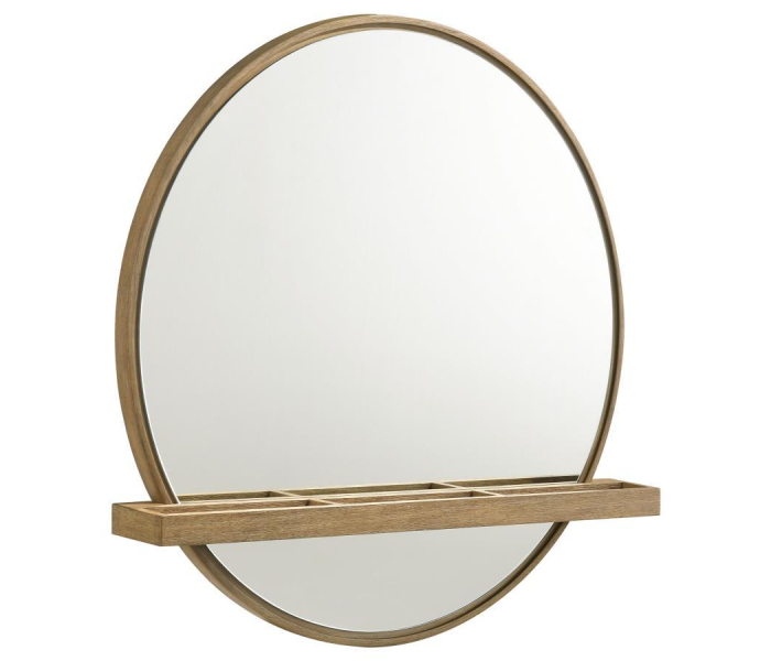 Arini - Round Vanity Wall Mirror With Shelf - Sand Wash