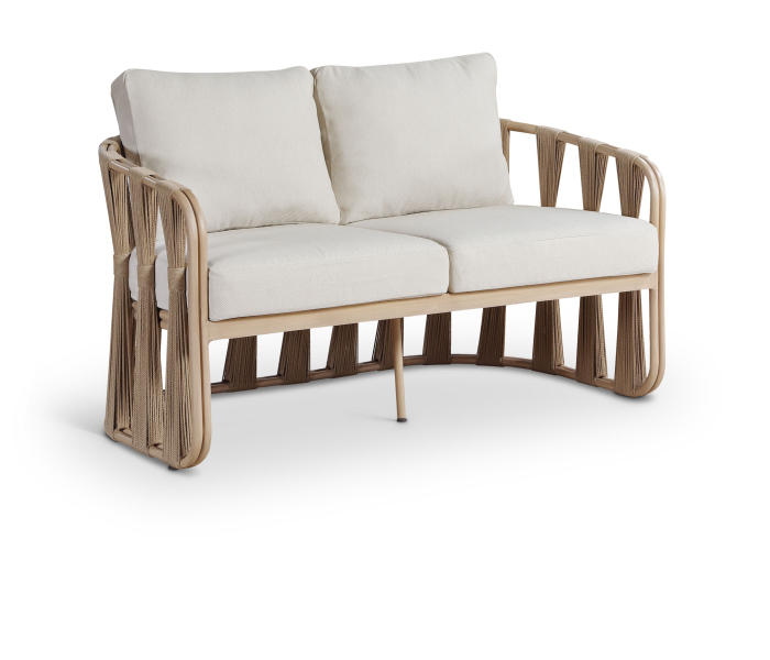 San Pietro - Resilient Waterproof Fabric 60.5" Upholstered Outdoor Patio Loveseat - Beige