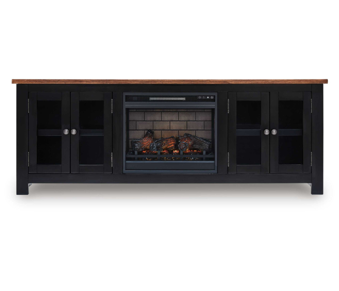 Wildenauer - Brown / Black - 76" TV Stand With Infrared Electric Fireplace