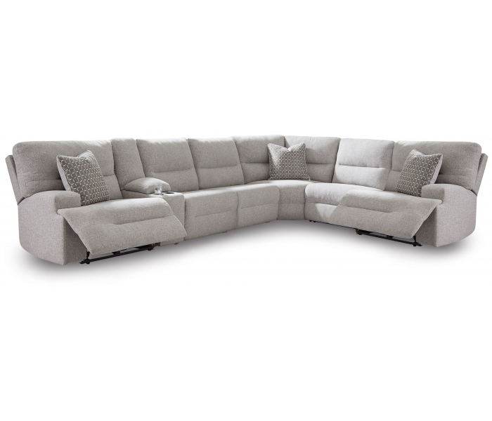 Acklen Place 7-Piece Power Sectional Reclining Sofa With Storage Console Pewter
