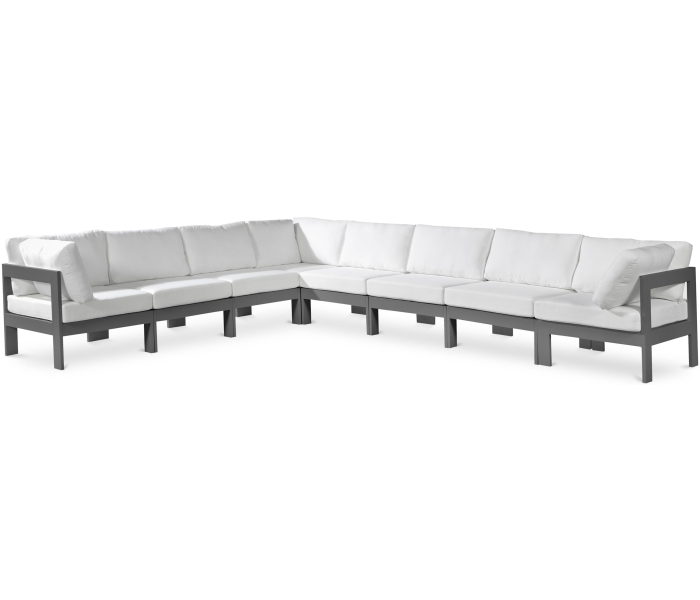 Nizuc - Outdoor Patio 8 Piece Modular Sectional With Gray Frame, 150"