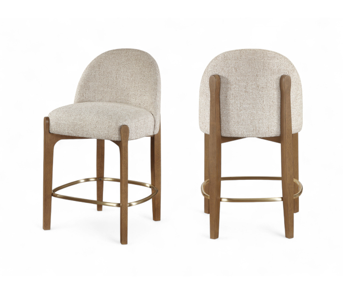 Torino - Fabric Upholstered Counter Stool (Set of 2) - Beige / Brushed Brown - Beige