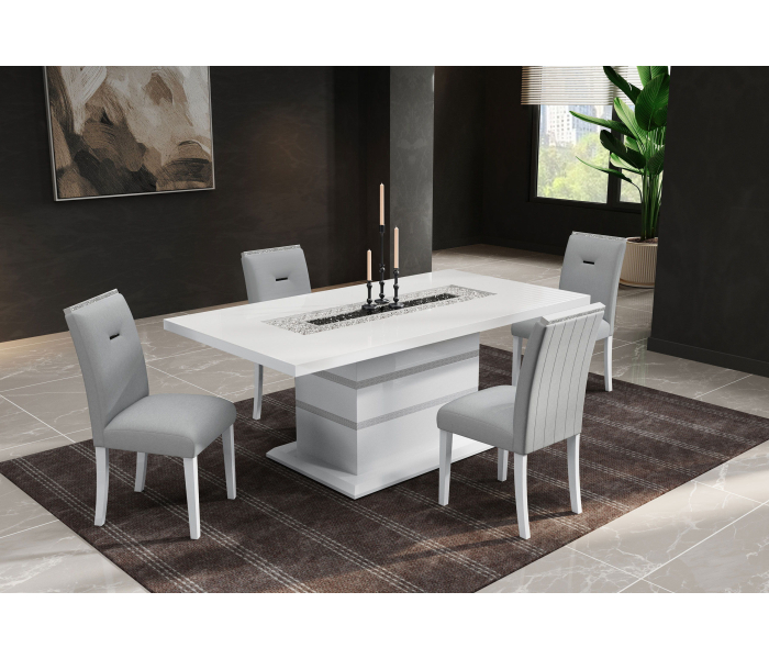Monaco - Dining Table And 6 Monaco Dining Chair - White