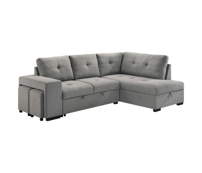 Roanne - Fabric Upholstered Sleeper Sectional Sofa - Gray, 97.75"