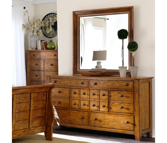 Grandpas Cabin - Dresser & Mirror, 65" Wide