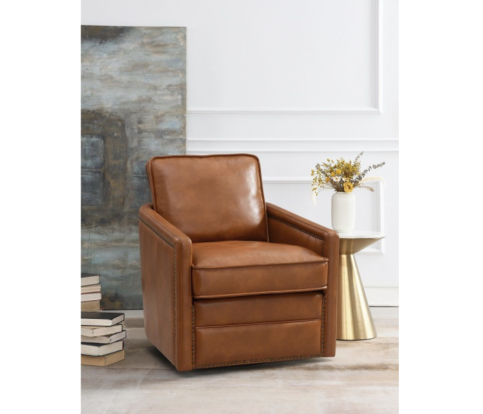 Rocha - Swivel Chair - Brown Leather Aire - Dark Brown