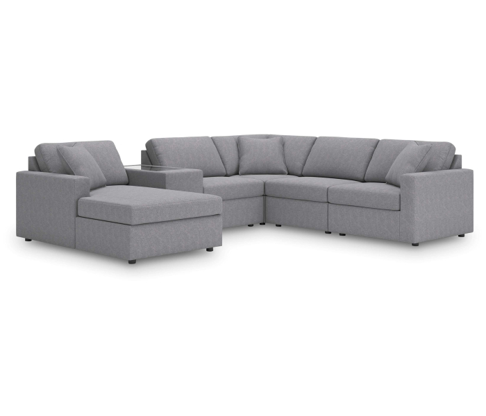 Cozymax - Granite - 6-Piece Sectional With Laf Corner Chaise, RAF Corner Chair And Storage Console, 125"