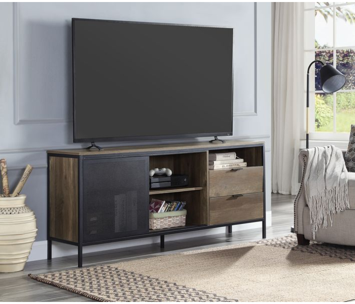 Nantan - TV Stand - Rustic Oak & Black Finish - 28"