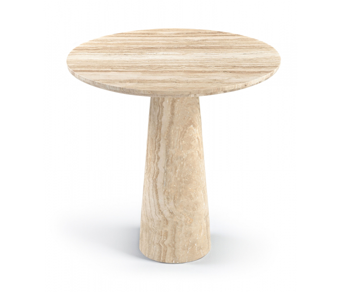Fontelina - 30" Genuine Marble Bistro Dining Table - Beige, 30"