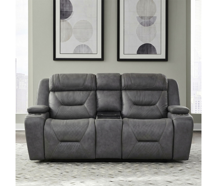 Chapman - Leather Loveseat With Cooling Console P2 & ZG - Aline - Dark Gray